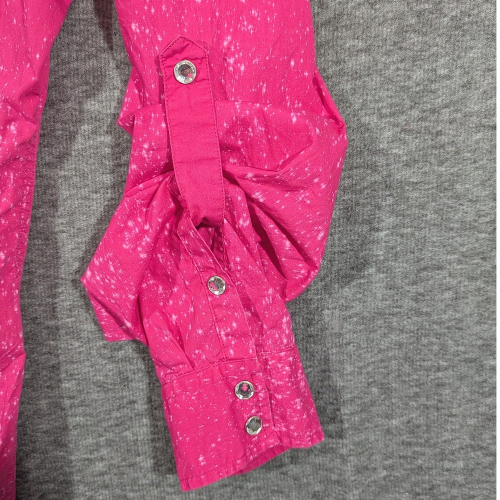 Cowgirl Legend Pink Acid Wash Western Rhinestone Snap Embroidery Size Large - Picture 6 of 9